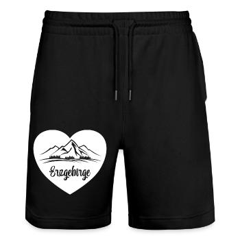 Erzgebirge Berge Liebe Heimat - Stanley/Stella Unisex Bio Joggingshorts Trainer  - Schwarz - Vorne - Nik (191cm) & Marisol (170cm)