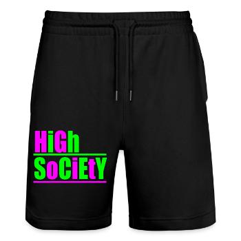 High Society Rave Techno Design - Stanley/Stella Unisex Bio Joggingshorts Trainer  - Schwarz - Vorne - Nik (191cm) & Marisol (170cm)