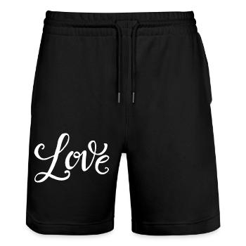 LIEBE - Stanley/Stella Unisex Bio Joggingshorts Trainer  - Schwarz - Vorne - Nik (191cm) & Marisol (170cm)