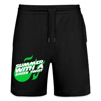 Sommer mit ökologischem Touch, grüne Ferien - Stanley/Stella Unisex Bio Joggingshorts Trainer  - Schwarz - Vorne - Nik (191cm) & Marisol (170cm)