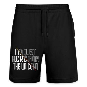 Funny Sayings Gift Idea Present Unicorns - Stanley/Stella Trainer Unisex Organic Jogging Shorts - black - Front - Nik (191cm) & Marisol (170cm)