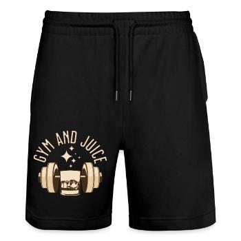 Lustiges Fitnessstudio Zitat Fitnessstudio und Saft - Stanley/Stella Unisex Bio Joggingshorts Trainer  - Schwarz - Vorne - Nik (191cm) & Marisol (170cm)