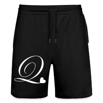 Lettre q calligraphie cœur - Short de jogging bio TRAINER Stanley/Stella unisexe - noir - Devant - Nik (191cm) & Marisol (170cm)