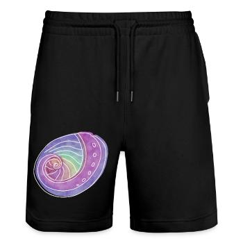 « Abalone », design de ligne boho, série « Shells » - Short de jogging bio TRAINER Stanley/Stella unisexe - noir - Devant - Nik (191cm) & Marisol (170cm)