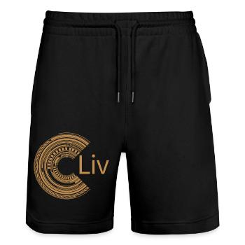 Für Liv - Stanley/Stella Unisex Bio Joggingshorts Trainer  - Schwarz - Vorne - Nik (191cm) & Marisol (170cm)