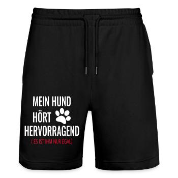 Hund Lustiger Spruch für Hundeliebhaber - Stanley/Stella Unisex Bio Joggingshorts Trainer  - Schwarz - Vorne - Nik (191cm) & Marisol (170cm)