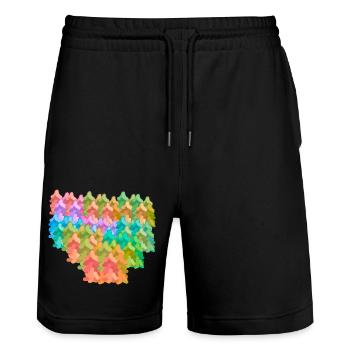 Colorful Colorful Forest Autumn Fantasy Fir Trees Nature - Stanley/Stella Trainer Unisex Organic Jogging Shorts - black - Front - Nik (191cm) & Marisol (170cm)