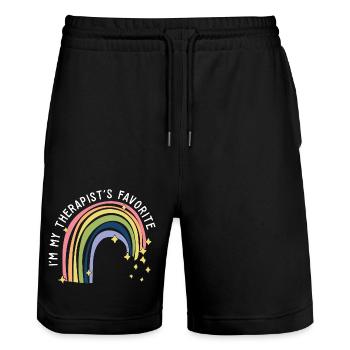 I'm My Therapist's Favorite Funny Psychologist - Stanley/Stella Unisex Bio Joggingshorts Trainer  - Schwarz - Vorne - Nik (191cm) & Marisol (170cm)