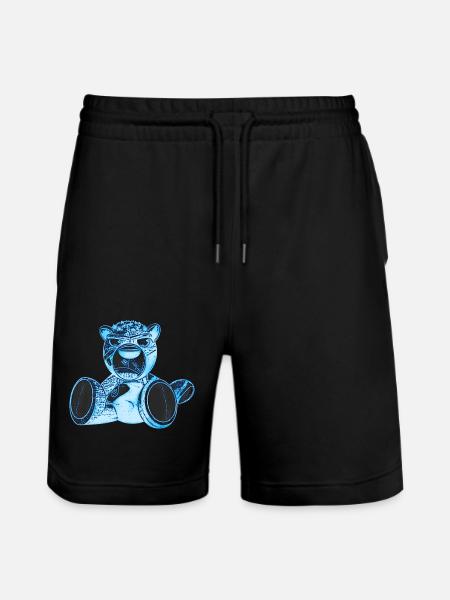 Creepy Teddy Blue - Stanley/Stella Trainer Unisex Organic Jogging Shorts - black