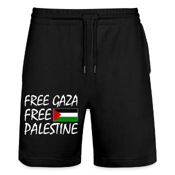 Free gaza Free palestine - Stanley/Stella Trainer Unisex Organic Jogging Shorts - black - Front - Nik (191cm) & Marisol (170cm)