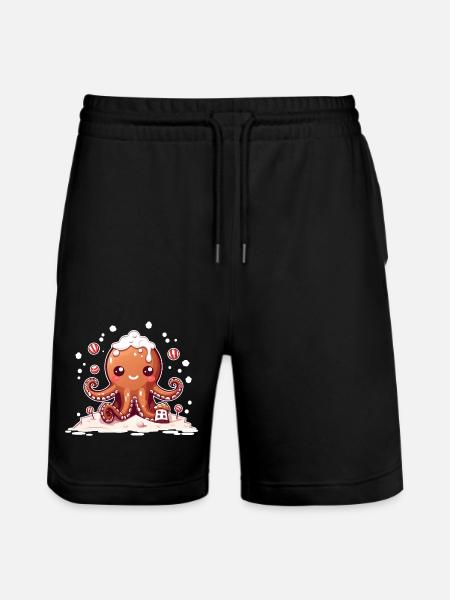 Lebkuchen Oktopus - Stanley/Stella Unisex Bio Joggingshorts Trainer  - Schwarz