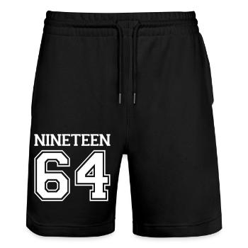 1964 - Stanley/Stella Trainer Unisex Organic Jogging Shorts - black - Front - Nik (191cm) & Marisol (170cm)