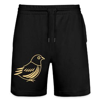 cailles petit oiseau caille - Short de jogging bio TRAINER Stanley/Stella unisexe - noir - Devant - Nik (191cm) & Marisol (170cm)