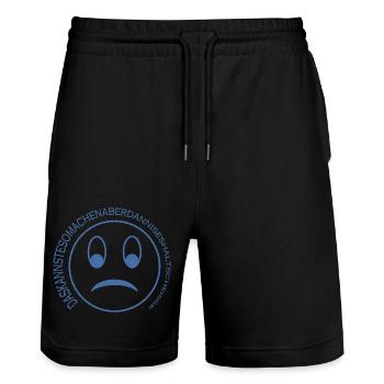 Das kannste so machen aber... - in Blau - Stanley/Stella Unisex Bio Joggingshorts Trainer  - Schwarz - Vorne - Nik (191cm) & Marisol (170cm)