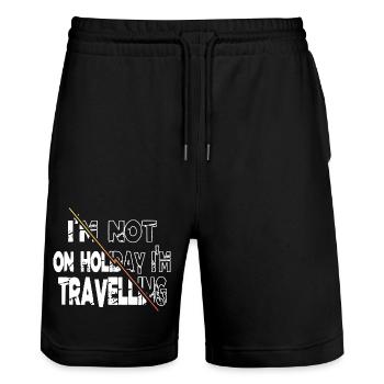 outdoors eat sleep travel repeat france - Stanley/Stella Unisex Bio Joggingshorts Trainer  - Schwarz - Vorne - Nik (191cm) & Marisol (170cm)