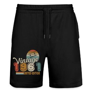 1961 - Stanley/Stella Trainer Unisex Organic Jogging Shorts - black - Front - Nik (191cm) & Marisol (170cm)