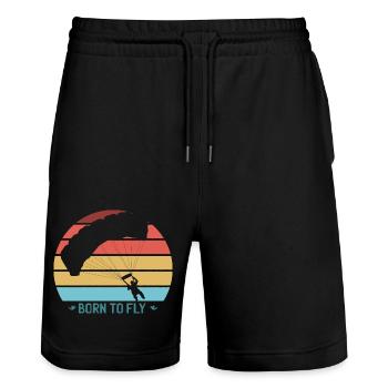 Parachute Vintage Cool Parachutisme - Short de jogging bio TRAINER Stanley/Stella unisexe - noir - Devant - Nik (191cm) & Marisol (170cm)