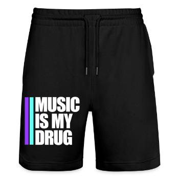 Music is my Drug Medicine Saying Music Drug Party - Stanley/Stella Trainer Unisex Organic Jogging Shorts - black - Front - Nik (191cm) & Marisol (170cm)
