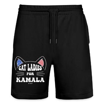 Cat Lady pour les femmes féministes - Short de jogging bio TRAINER Stanley/Stella unisexe - noir - Devant - Nik (191cm) & Marisol (170cm)