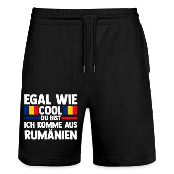 Roumain Roumanie Roumanie - Short de jogging bio TRAINER Stanley/Stella unisexe - noir - Devant - Nik (191cm) & Marisol (170cm)