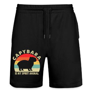 Capybara - Stanley/Stella Unisex Bio Joggingshorts Trainer  - Schwarz - Vorne - Nik (191cm) & Marisol (170cm)