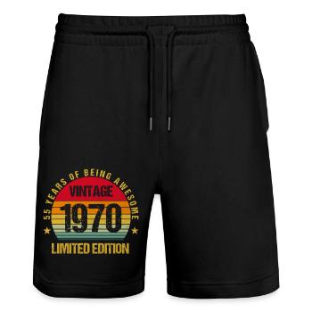 55 Jahre alt, großartig zu sein 1970 55. Geburtstag - Stanley/Stella Unisex Bio Joggingshorts Trainer  - Schwarz - Vorne - Nik (191cm) & Marisol (170cm)