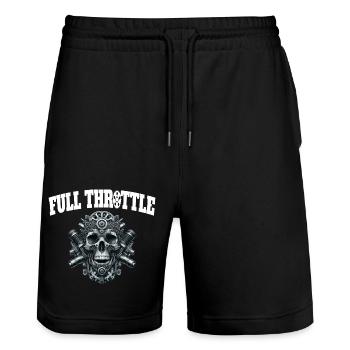 Vollgas - Full Throttle - Stanley/Stella Unisex Bio Joggingshorts Trainer  - Schwarz - Vorne - Nik (191cm) & Marisol (170cm)