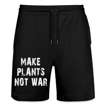 Concevoir Make Plants Not War Statemant - Short de jogging bio TRAINER Stanley/Stella unisexe - noir - Devant - Nik (191cm) & Marisol (170cm)