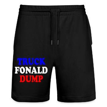 truck fonald dump - Stanley/Stella Trainer Unisex Organic Jogging Shorts - black - Front - Nik (191cm) & Marisol (170cm)