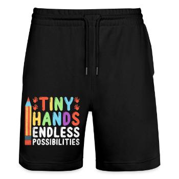 Winzige Hände Unendliche Möglichkeiten Lehrer - Stanley/Stella Unisex Bio Joggingshorts Trainer  - Schwarz - Vorne - Nik (191cm) & Marisol (170cm)
