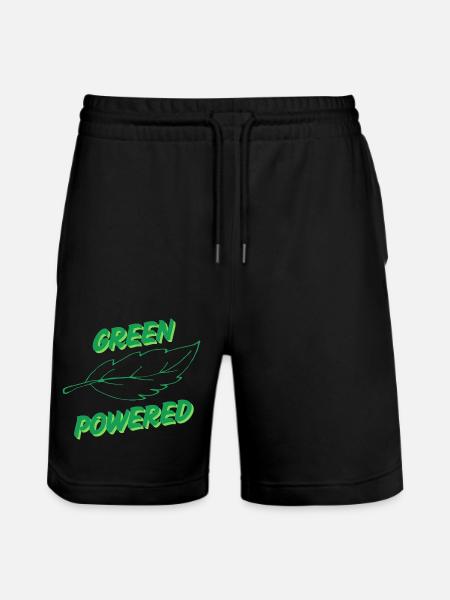Grüner Text mit Blattsymbol - Stanley/Stella Unisex Bio Joggingshorts Trainer  - Schwarz