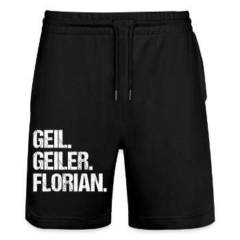 Florian - Stanley/Stella Unisex Bio Joggingshorts Trainer  - Schwarz - Vorne - Nik (191cm) & Marisol (170cm)
