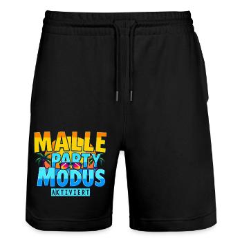 Malle Party Modus Aktiviert Mallorca Gruppen Shirt - Stanley/Stella Unisex Bio Joggingshorts Trainer  - Schwarz - Vorne - Nik (191cm) & Marisol (170cm)