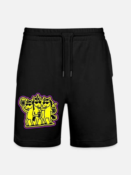 Einhorn Team Party - Stanley/Stella Unisex Bio Joggingshorts Trainer - Schwarz