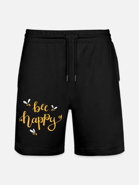 bee happy - Stanley/Stella Trainer Unisex Organic Jogging Shorts - black