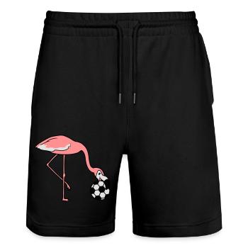 kick football club play ball kicker laugh - Stanley/Stella Trainer Unisex Organic Jogging Shorts - black - Front - Nik (191cm) & Marisol (170cm)