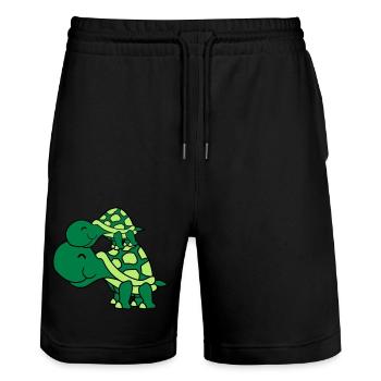 kuscheln baby kind kleines junges mama papa famili - Stanley/Stella Unisex Bio Joggingshorts Trainer  - Schwarz - Vorne - Nik (191cm) & Marisol (170cm)