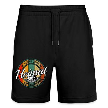 Erzgebirge Design - Stanley/Stella Unisex Bio Joggingshorts Trainer  - Schwarz - Vorne - Nik (191cm) & Marisol (170cm)