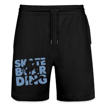 Skateboard Skateboarder - Stanley/Stella Trainer Unisex Organic Jogging Shorts - black - Front - Nik (191cm) & Marisol (170cm)