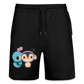 Kleiner süßer Pinguin zum 8. Geburtstag - Stanley/Stella Unisex Bio Joggingshorts Trainer  - Schwarz - Vorne - Nik (191cm) & Marisol (170cm)