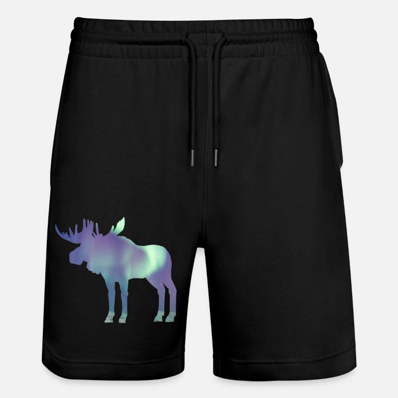 Elch Polarlicht - Stanley/Stella Unisex Bio Joggingshorts Trainer  - Schwarz
