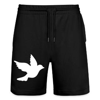 Frieden taube - Stanley/Stella Unisex Bio Joggingshorts Trainer  - Schwarz - Vorne - Nik (191cm) & Marisol (170cm)
