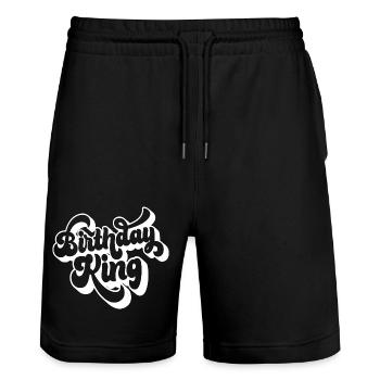 Birthday King - Cool Birthday Party Gift For Men - Stanley/Stella Trainer Unisex Organic Jogging Shorts - black - Front - Nik (191cm) & Marisol (170cm)