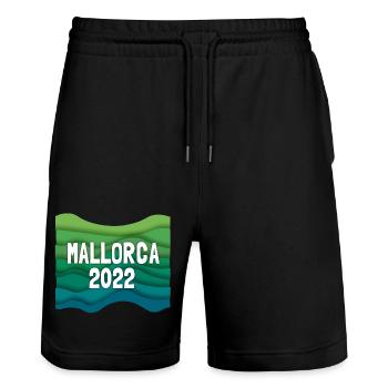 Mallorca 2022, Malle, Balearic Islands, Spain, Mediterranean - Stanley/Stella Trainer Unisex Organic Jogging Shorts - black - Front - Nik (191cm) & Marisol (170cm)