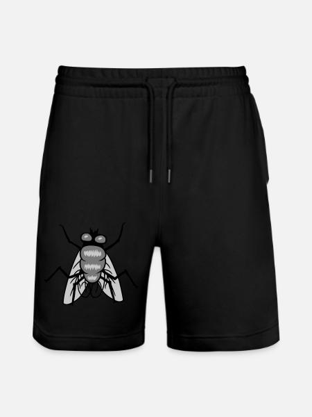 Small House Fly Insect Design - Stanley/Stella Trainer Unisex Organic Jogging Shorts - black