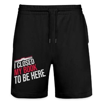 I closed my book - Stanley/Stella Unisex Bio Joggingshorts Trainer  - Schwarz - Vorne - Nik (191cm) & Marisol (170cm)
