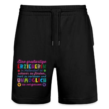 Grossartige Erzieherin Mellendorf - Stanley/Stella Unisex Bio Joggingshorts Trainer  - Schwarz - Vorne - Nik (191cm) & Marisol (170cm)