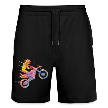 Motocross Colorful Paint Graphic Hommes Femmes & Enfants - Short de jogging bio TRAINER Stanley/Stella unisexe - noir - Devant - Nik (191cm) & Marisol (170cm)