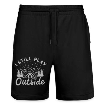 Camping Spruch Lagerfeuer - Stanley/Stella Unisex Bio Joggingshorts Trainer  - Schwarz - Vorne - Nik (191cm) & Marisol (170cm)