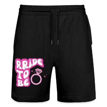 Bride to be pink - Stanley/Stella Trainer Unisex Organic Jogging Shorts - black - Front - Nik (191cm) & Marisol (170cm)